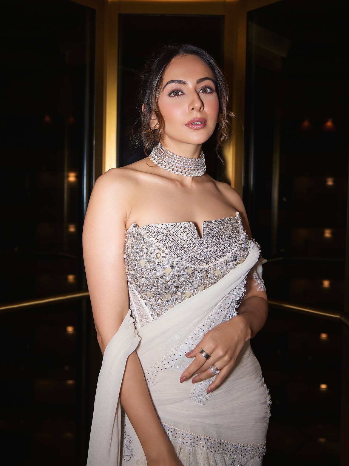 Rakul Preet Singh Dazzles in a Stunning White and Silver Glam Look