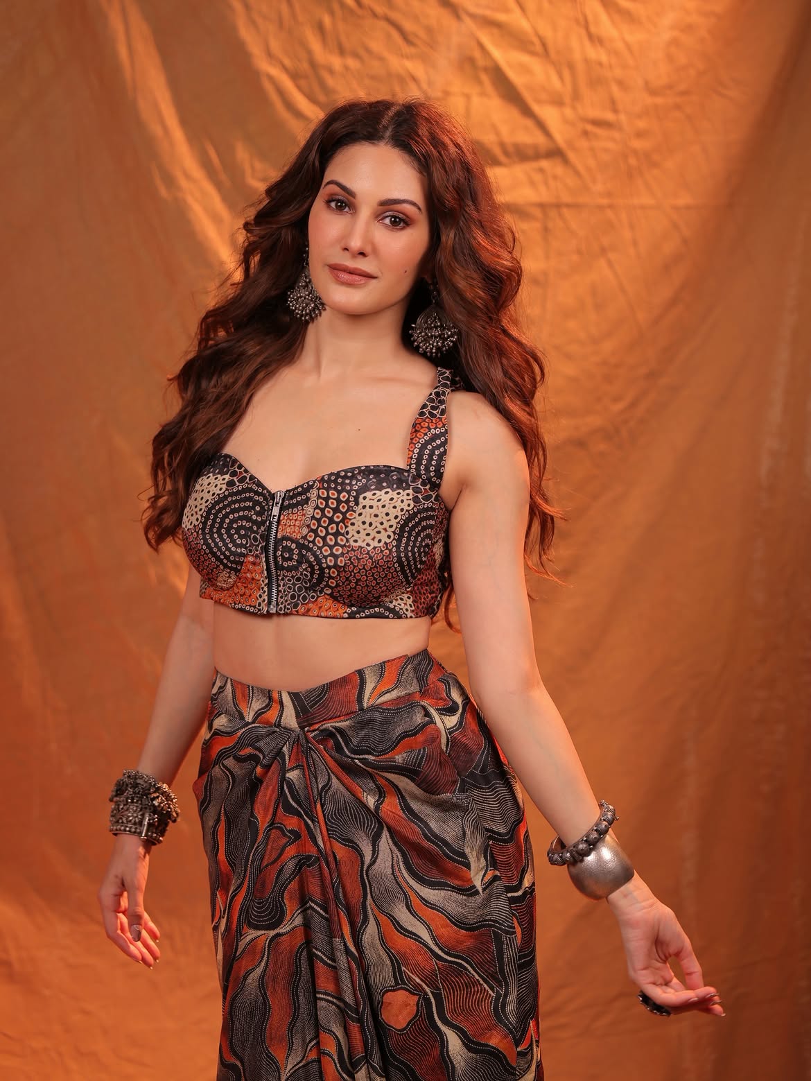 Amyra Dastur Stuns in a Striking Crop Top and Draped Skirt
