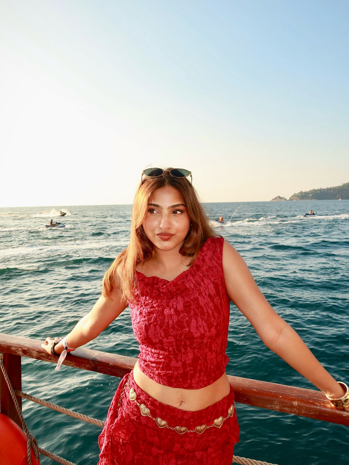 Pranavi Manukonda Turns Heads in Glamorous Red Look by the Sea