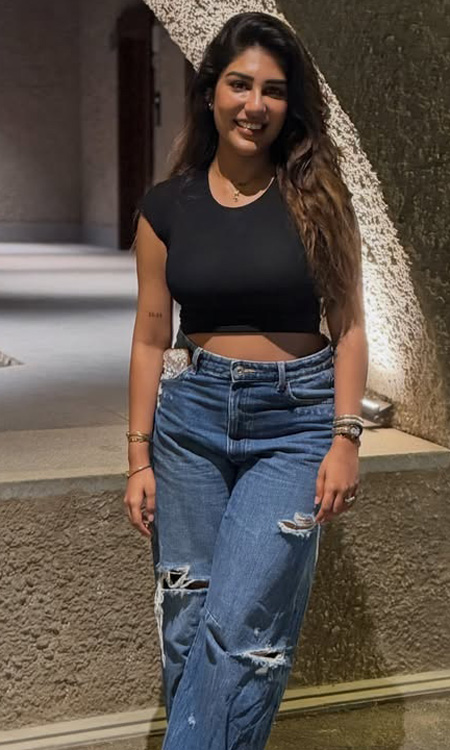 Supritha Naidu Stuns in Casual Black Crop Top and Denim Look