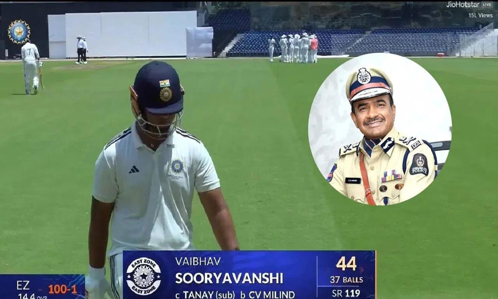 వైభవ్ సూర్యవంశీ దూకుడుకు బ్రేకులు.. ఔట్ చేసిన తెలంగాణ డీజీపీ కొడుకు