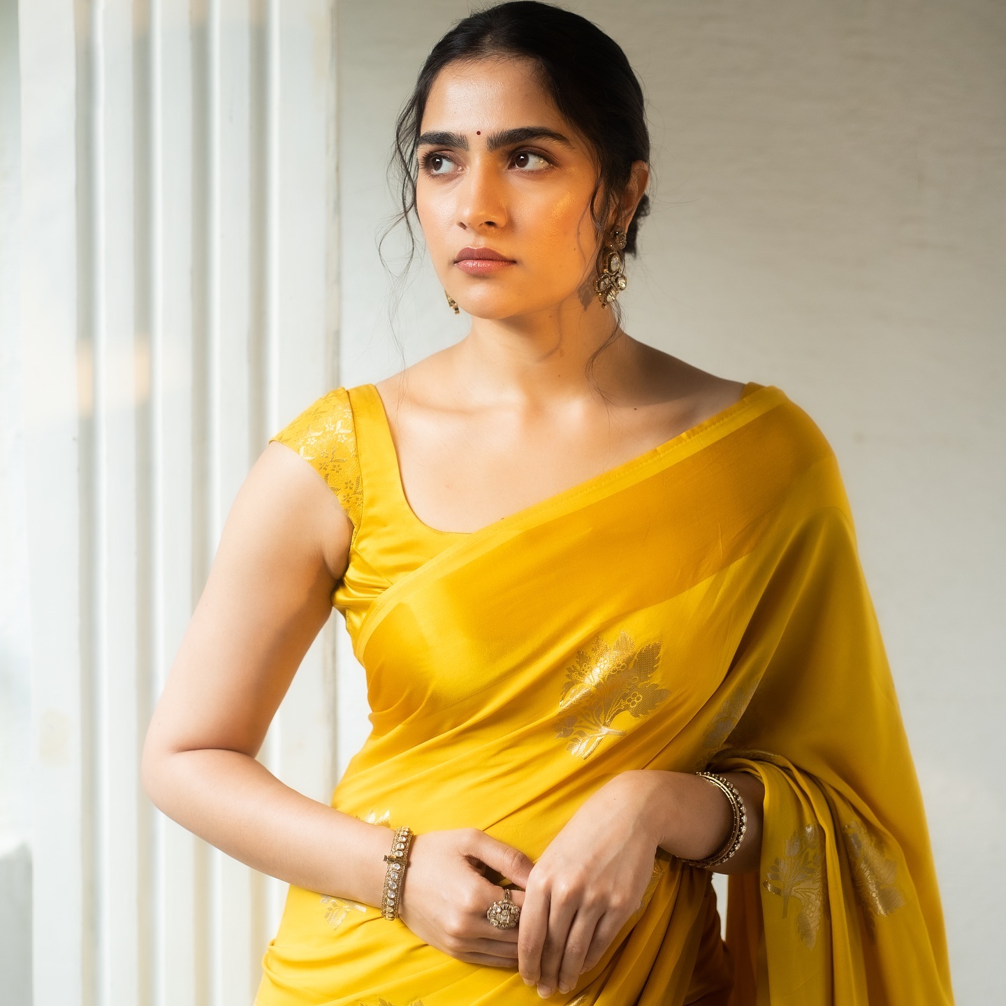 Rukmini Vasanth Mesmerizes in a Gorgeous Yellow Silk Saree