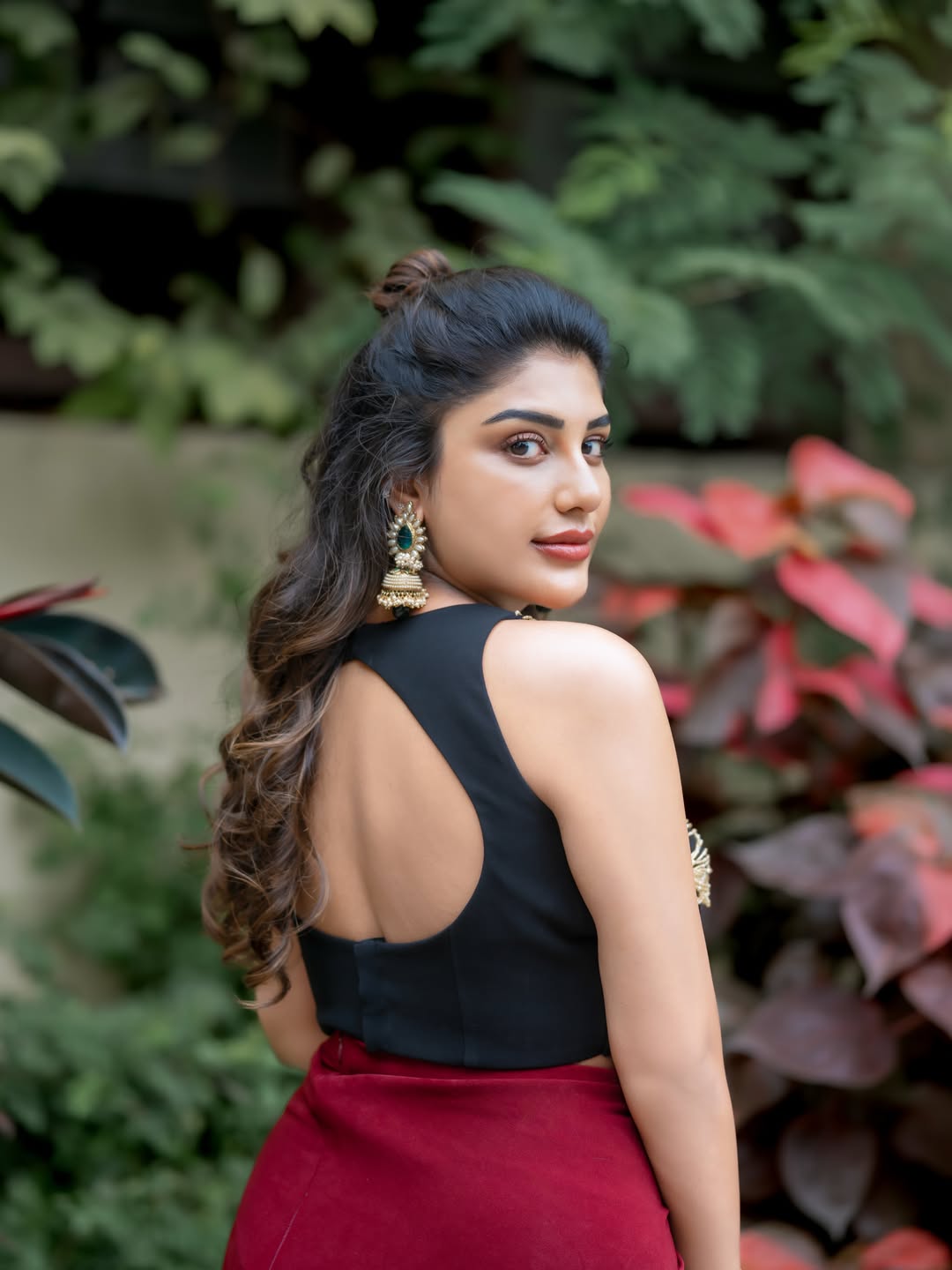Supritha Naidu Stuns in a Gorgeous Black and Maroon Traditional Look