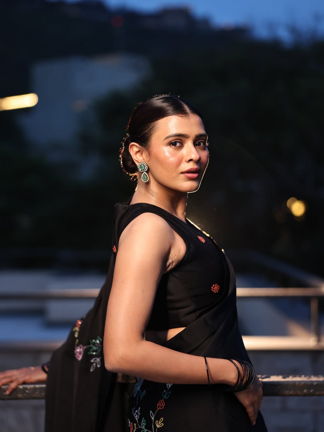 Hebah Patel Regal Radiance in Midnight Black