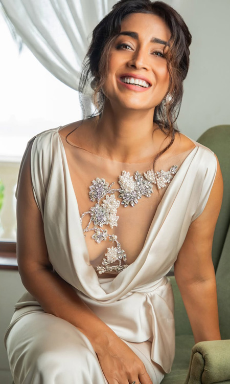 Shriya Saran Looks Ethereal in Stunning Cream Satin Gown