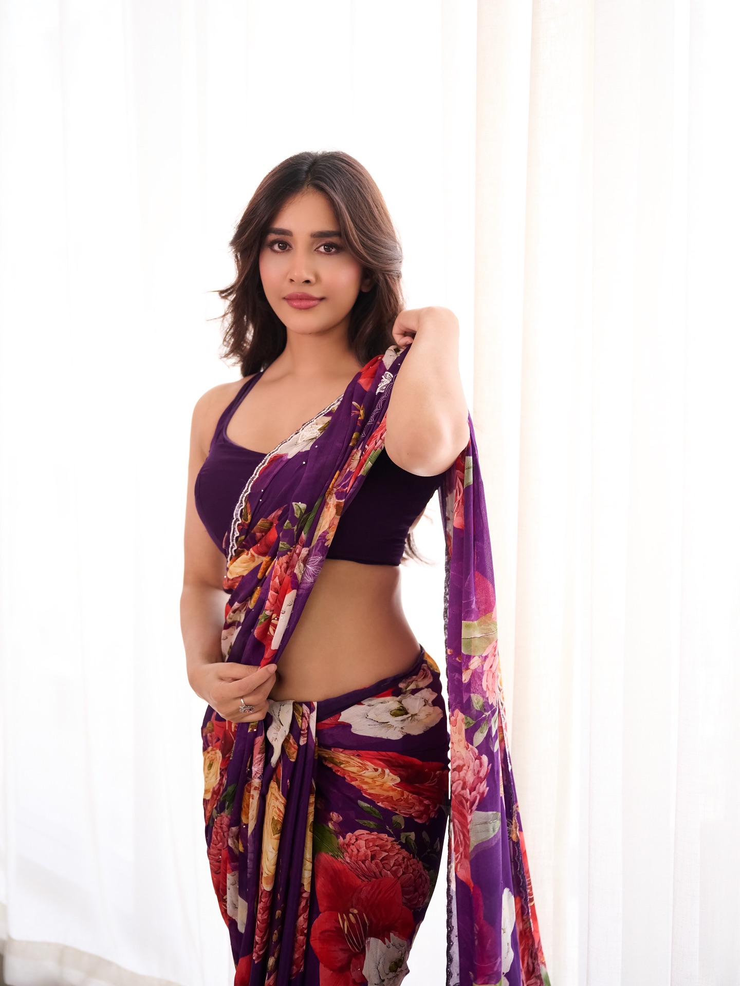 Nabha Natesh Stuns in Vibrant Floral Drapes