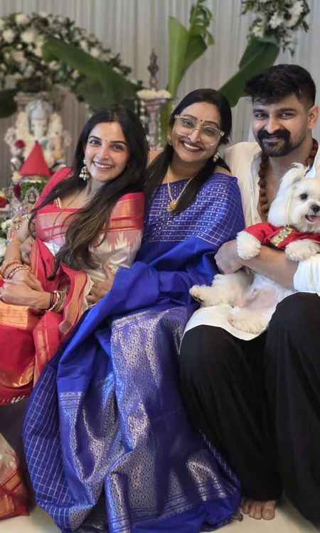 Naga Shaurya and Wife Anusha Shetty Celebrate Ganesh Chaturthi With Family