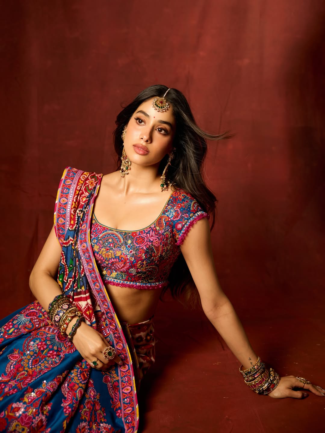 Janhvi Kapoor Looks Regal in Colourful Traditional Lehenga Look