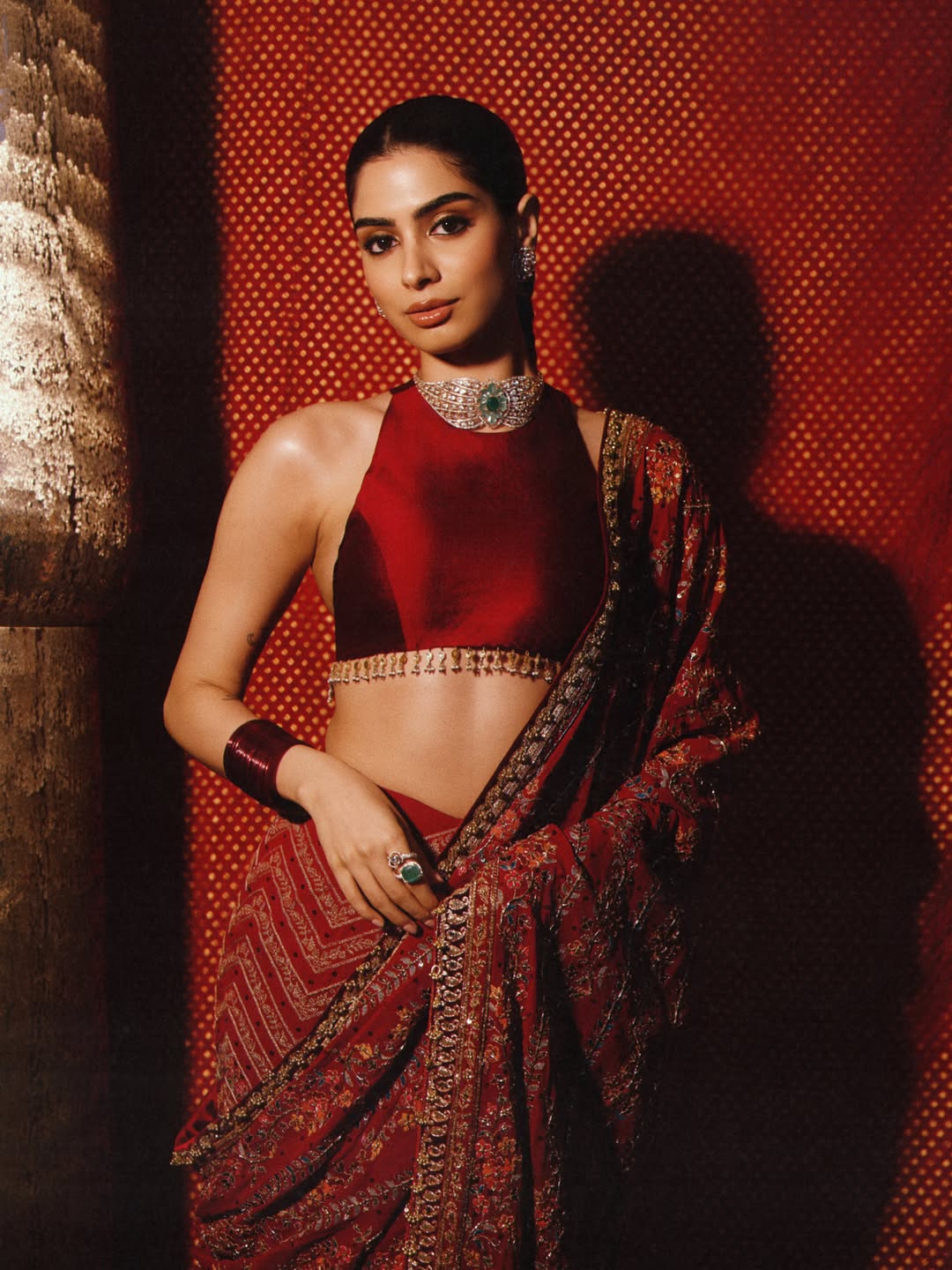 Khushi Kapoor Looks Royal in Rich Maroon and Red Ethnic Avatar