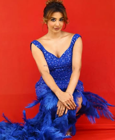 Tejaswi Madivada Stuns in a Royal Blue Sequined Gown