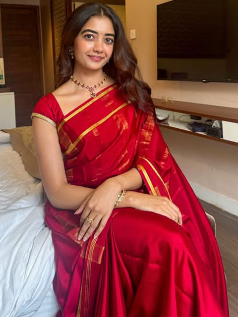 Preethi Pagadala Looks Regal in Stunning Red Silk Saree
