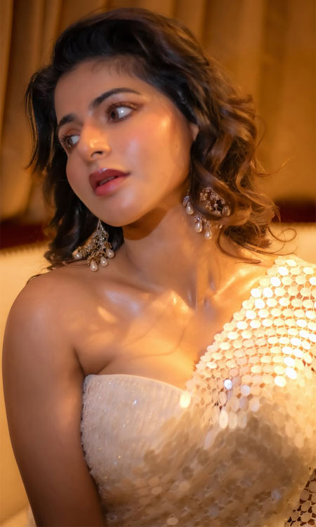 Iswarya Menon Captivates in Ivory Sequins
