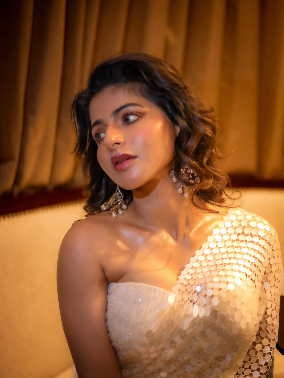 Iswarya Menon Captivates in Ivory Sequins