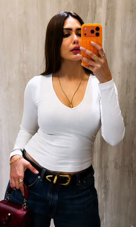 Mrunal Thakur Stuns in a Chic White Top