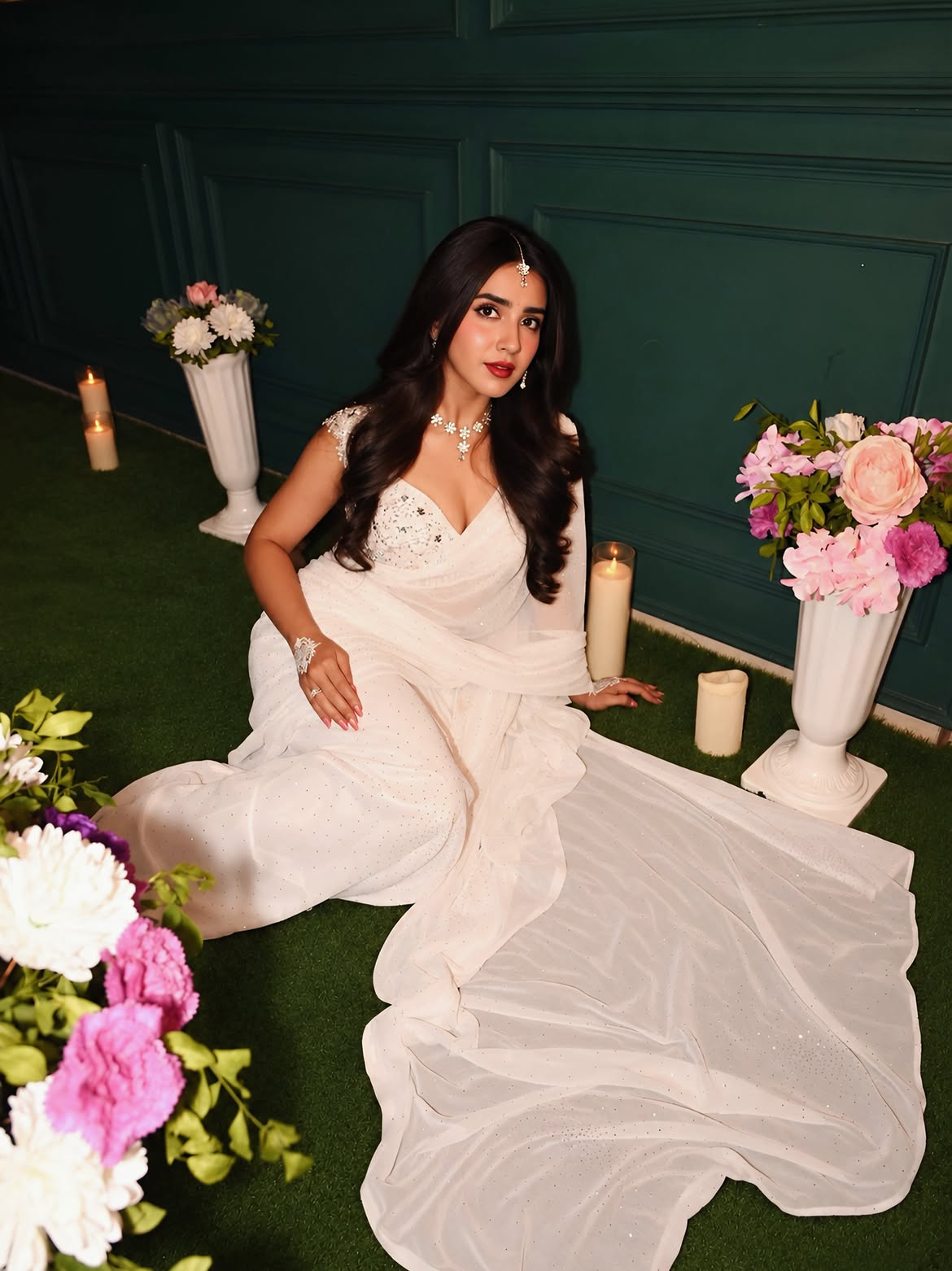 Roshni Walia Stuns in a Shimmering White Sequined Look