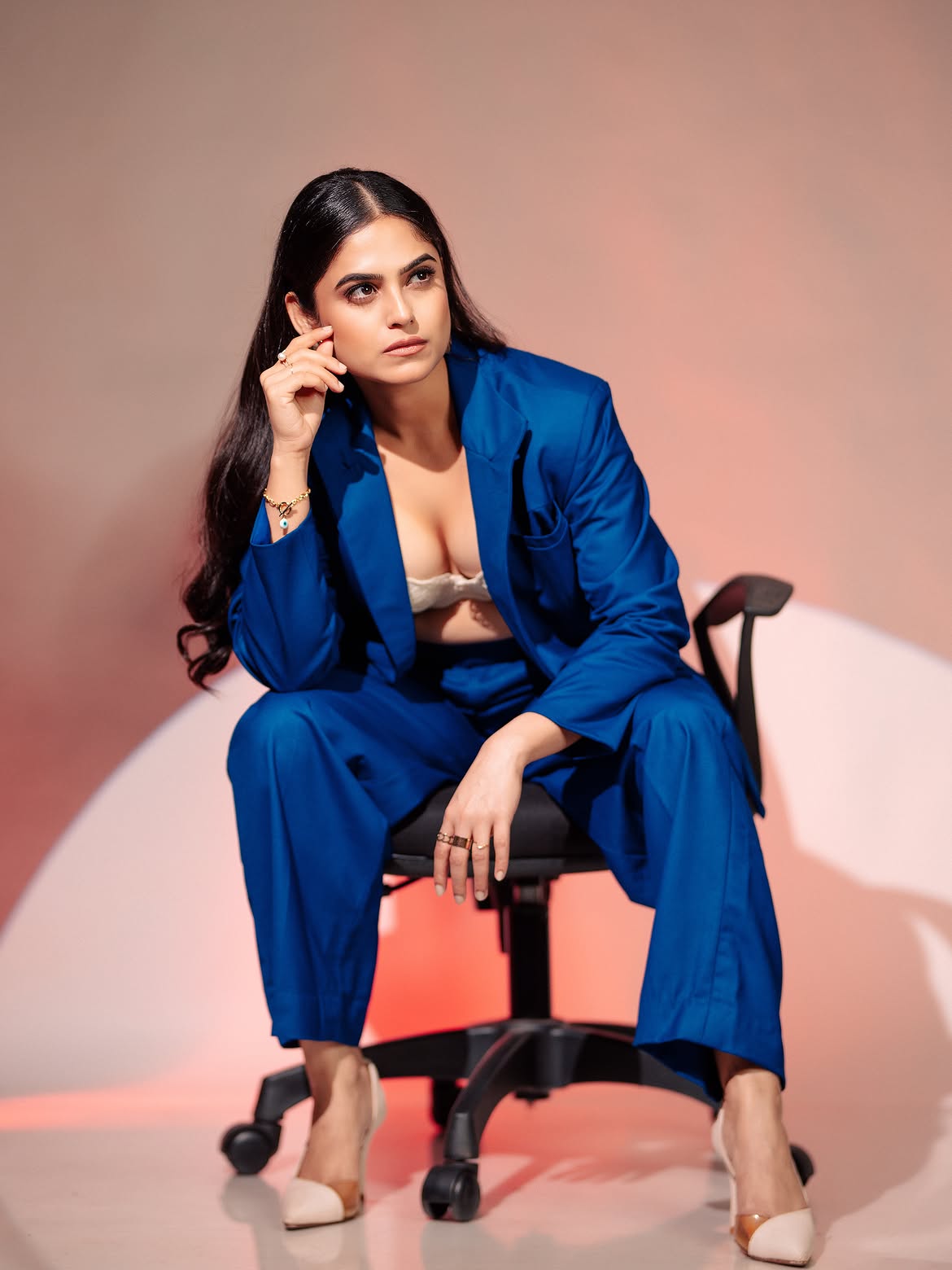 Naina Ganguly Stuns in a Royal Blue Suit and Chic Gold Jewellery