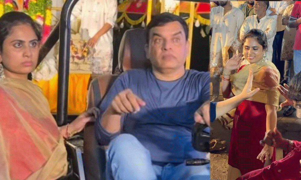 Dil Raju Grooves With Wife Tejaswini During Ganesh Visarjan