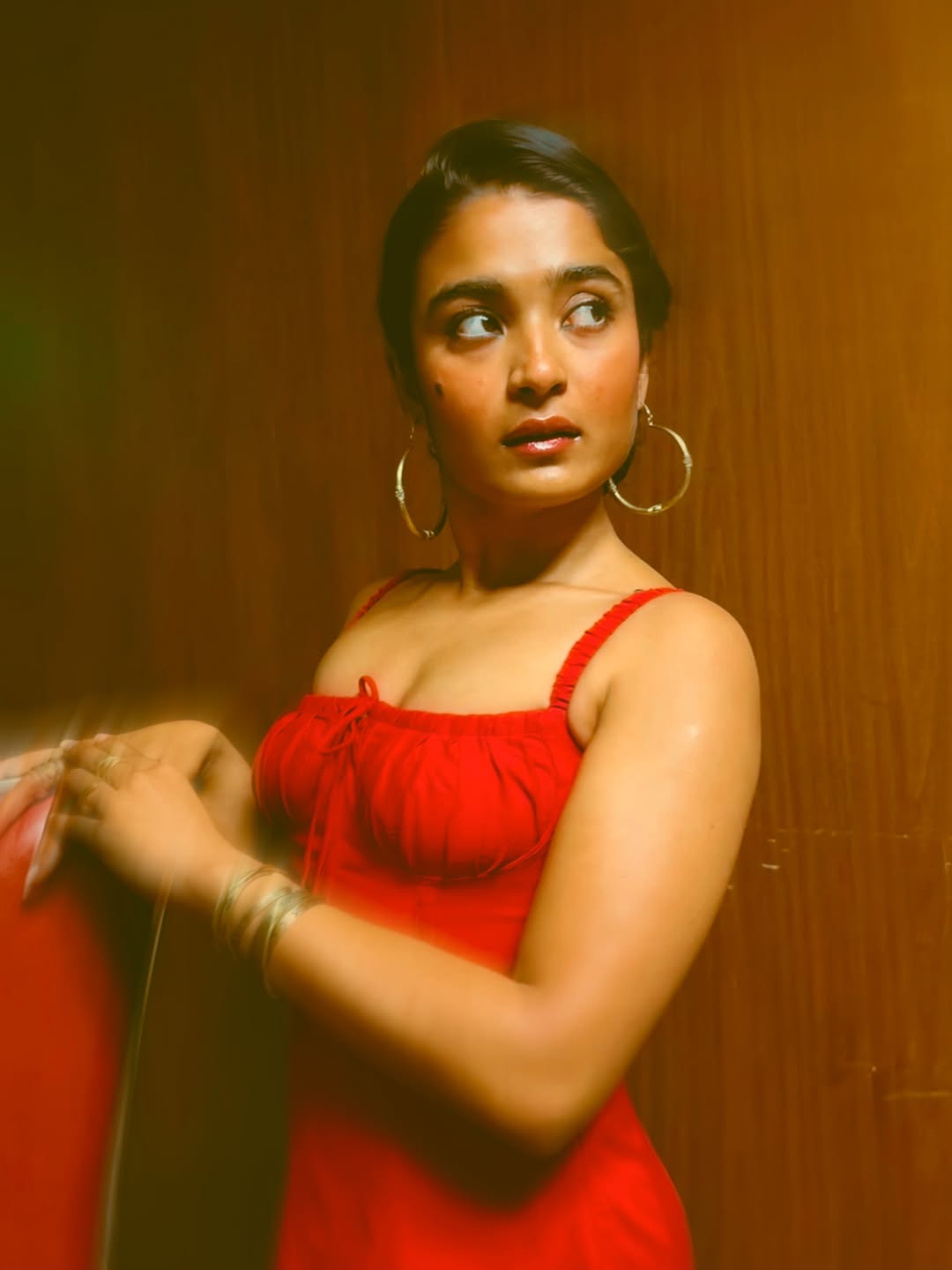 Chaithra J Achar Turns Heads in Stunning Red Dress