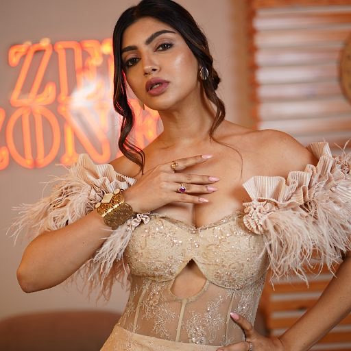 Akanksha Puri Stuns In A Glamorous Beige Lace Corset Dress