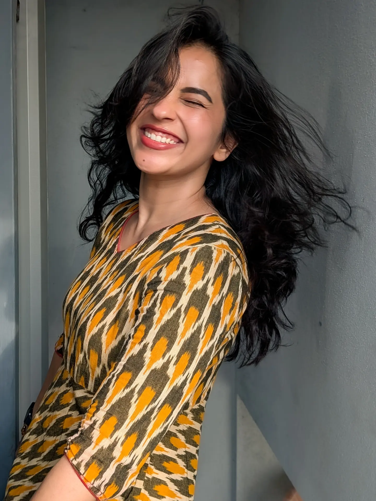 Komalee Prasad Radiates Charm in Colorful Ikat Patterned Dress