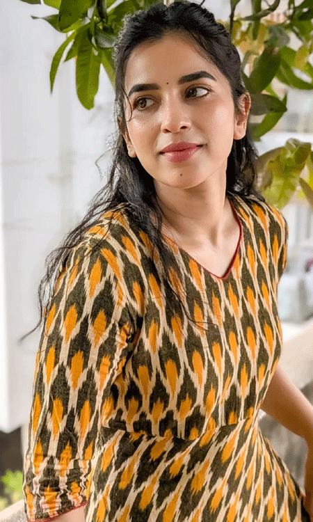 Komalee Prasad Radiates Charm in Colorful Ikat Patterned Dress