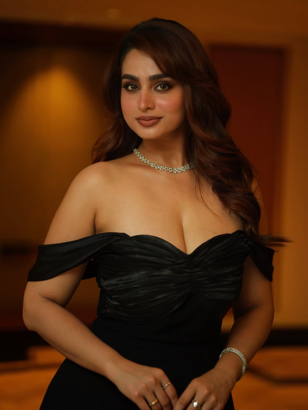 Ayesha Khan Dazzles in an Off-Shoulder Gown