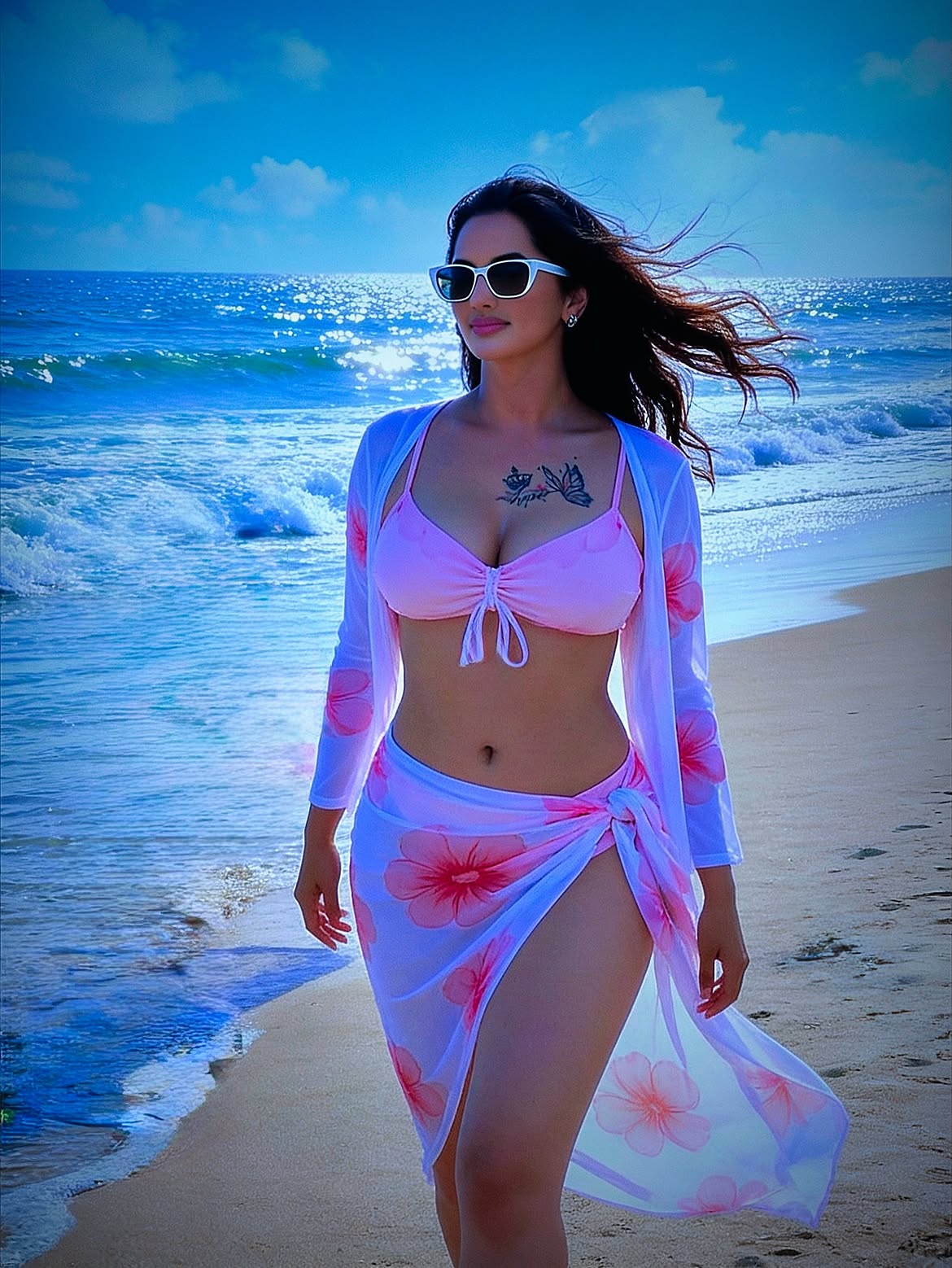 Jyoti Poorvaj Dazzles in Pink Beachwear