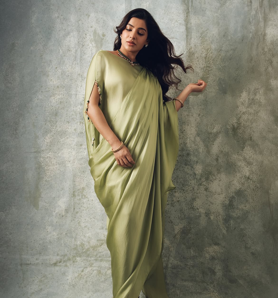 Samantha Ruth Prabhu Stuns in a Gorgeous Sage Green Satin Look