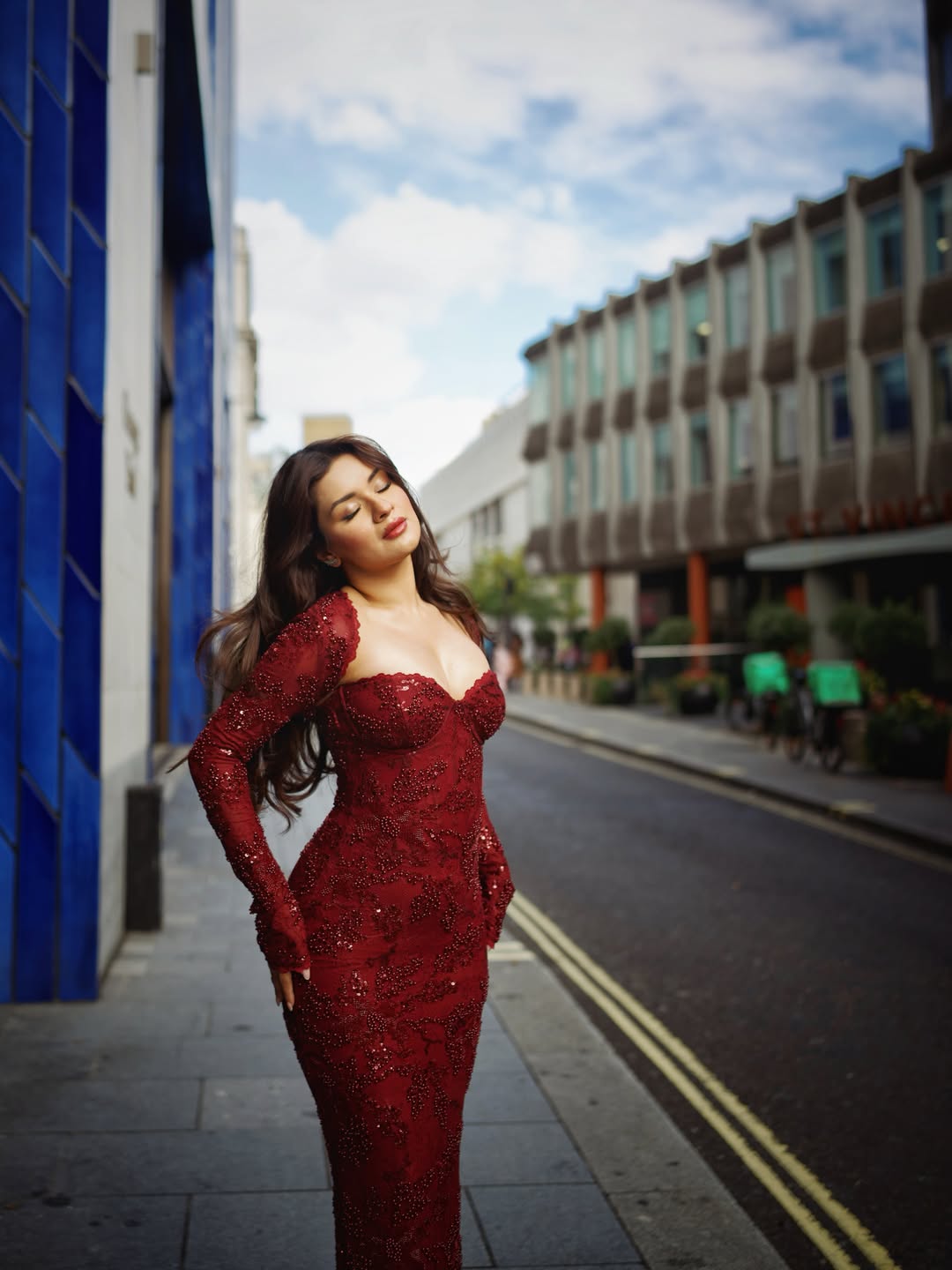 Avneet Kaur Turns Heads In A Stunning Deep Red Sequined Gown