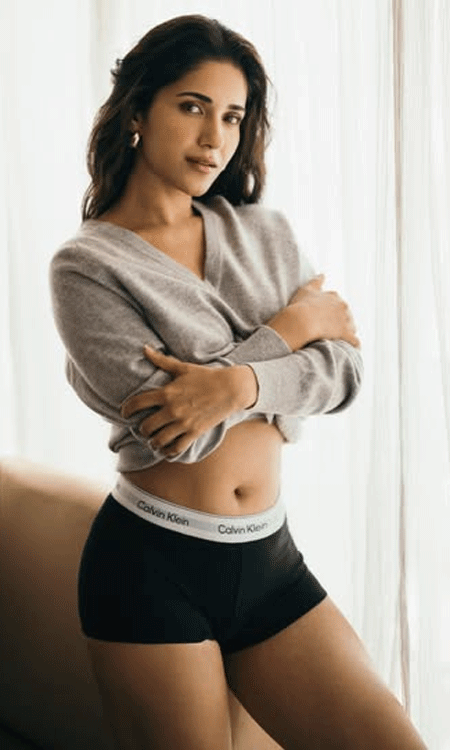 Ruhani Sharma Stuns in Cozy Grey Sweater and Calvin Klein Shorts