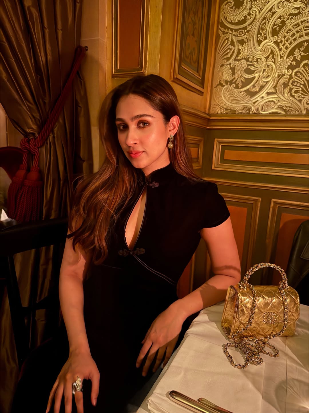 Pashmeena Roshan Stuns in Elegant Black Cut-Out Dress