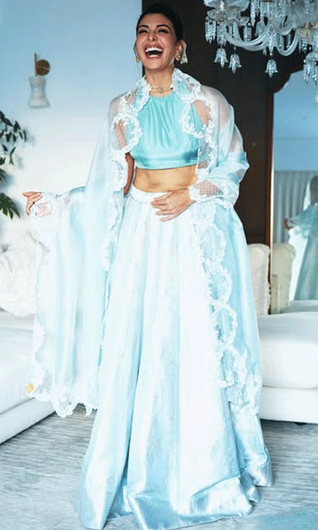 Jacqueline Fernandez Looks Dreamy in a Gorgeous Pastel Blue Lehenga