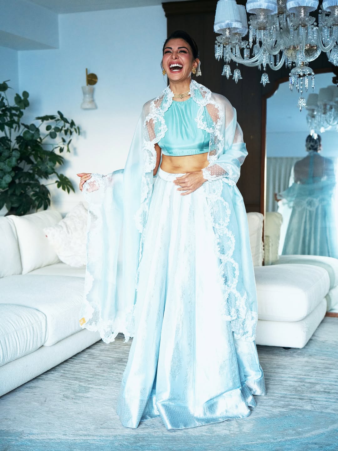 Jacqueline Fernandez Looks Dreamy in a Gorgeous Pastel Blue Lehenga
