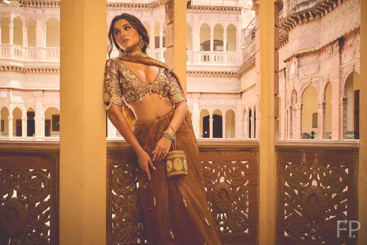 Tara Sutaria Mesmerises In Royal Brown Lehenga And Emerald Gown
