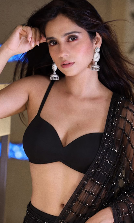 Rose Sardana Sets Glam Goals in Sheer Sequined Black Saree