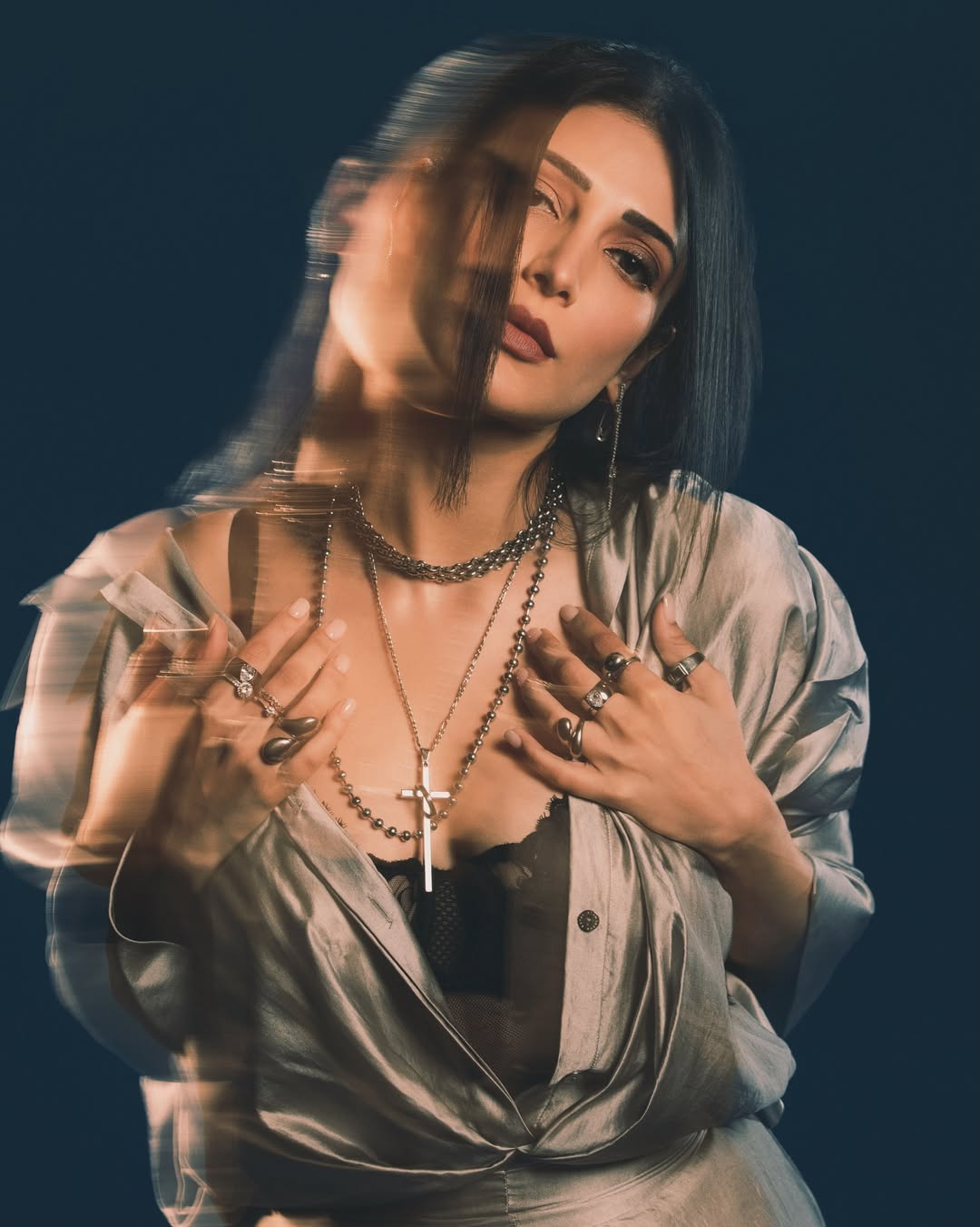 Shruti Haasan Blends Glamour With Dark Elegance