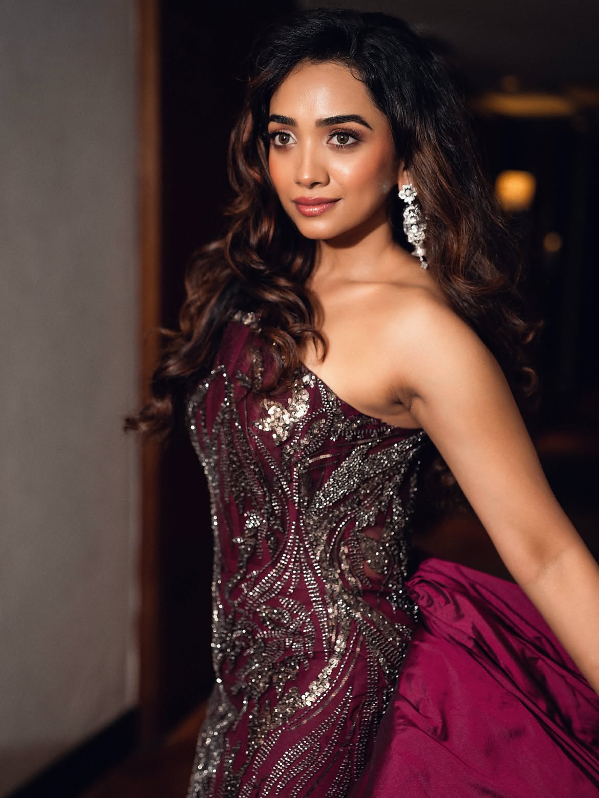 Saanve Megghanas Maroon Gown Look