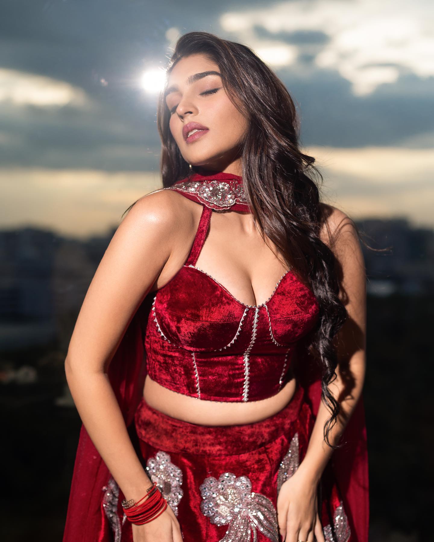 Yukti Thareja Stuns in a Dreamy Deep-Red Velvet Look