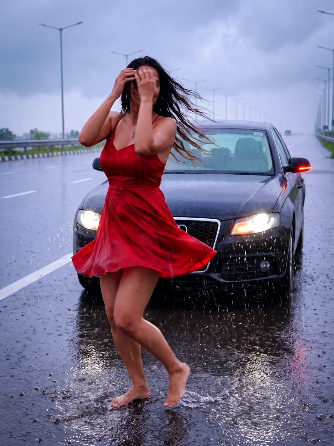 Jyoti Poorvaj Creates Cinematic Magic in a Striking Rain-Soaked Look