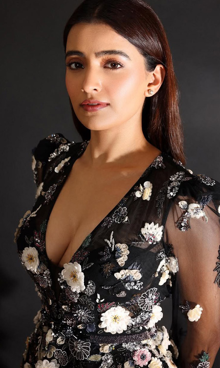 Rukshar Dhillon Stuns in a Sheer Black Floral Gown