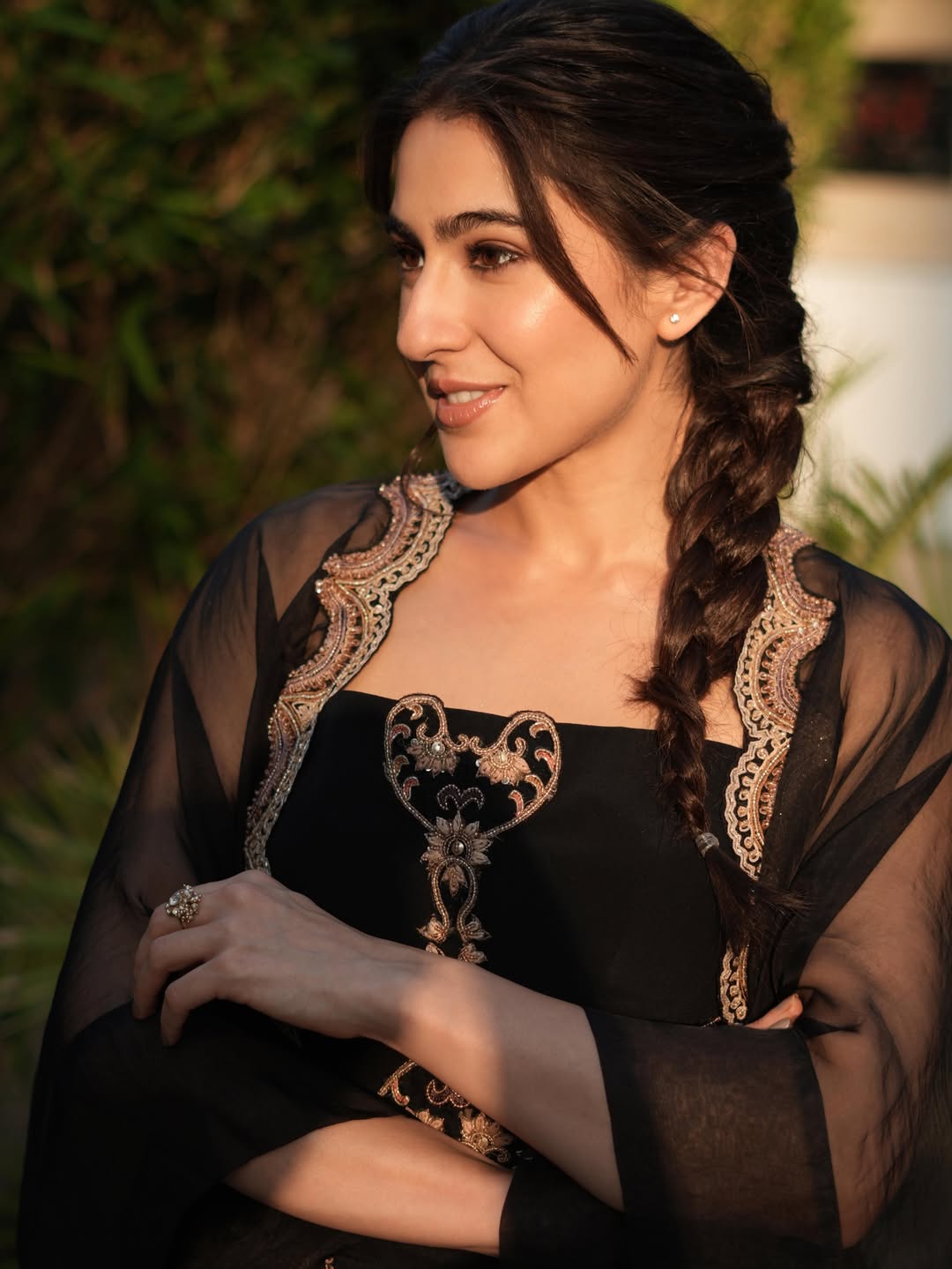 Sara Ali Khan Stuns in an Elegant Black Ensemble With Gold Embroidery