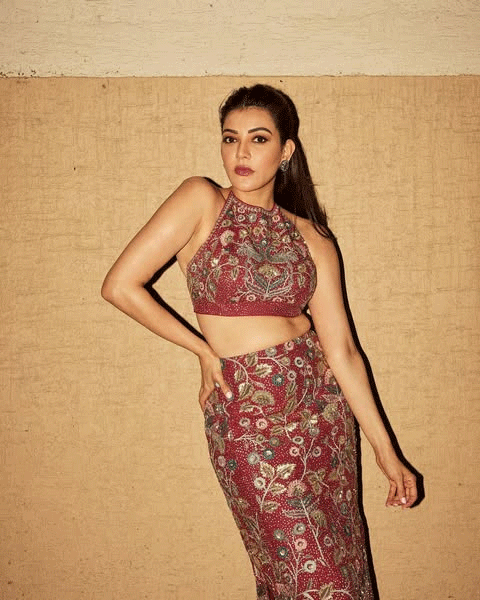 Kajal Aggarwal Stuns in a Regal Maroon Ethnic Look