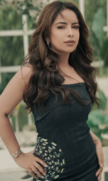 Avika Gor Stuns in a Strapless Denim Bodycon Dress