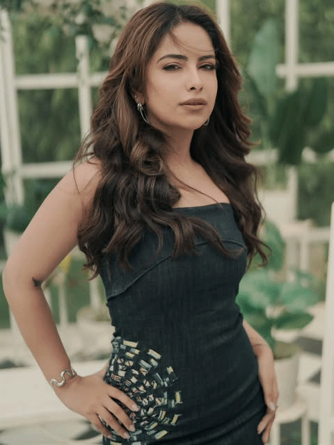 Avika Gor Stuns in a Strapless Denim Bodycon Dress