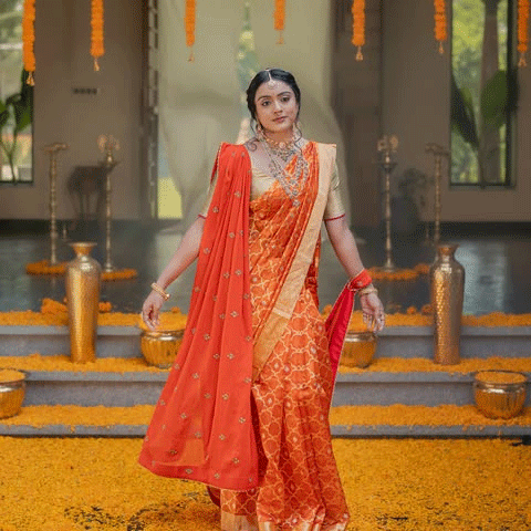Vithika Sheru Welcomes Navratri in a Stunning Orange Saree