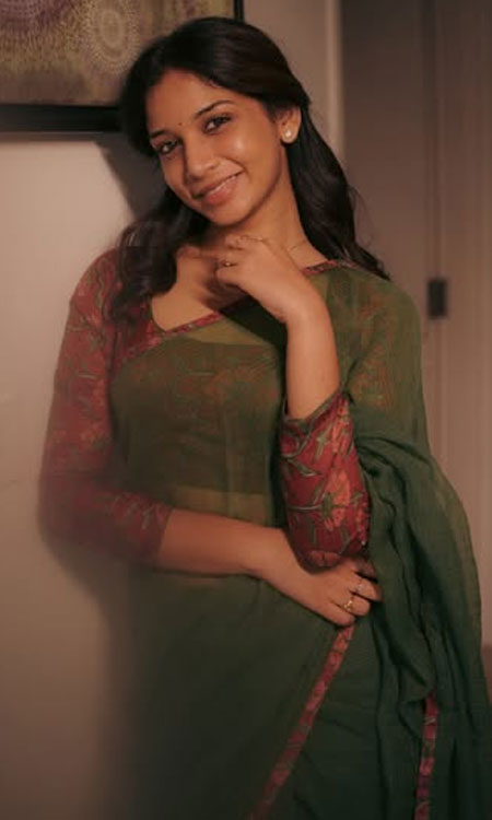 Sri devi Looks Elegant in an Olive Green Floral Outfit