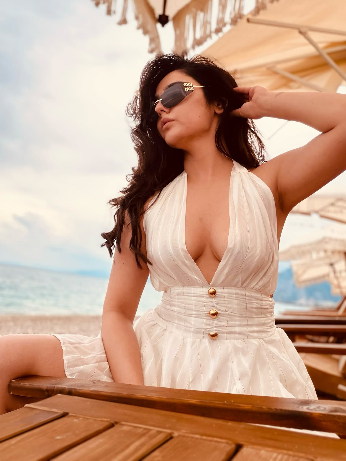 Sidhika Sharma Stuns in a Chic White Beach Dress