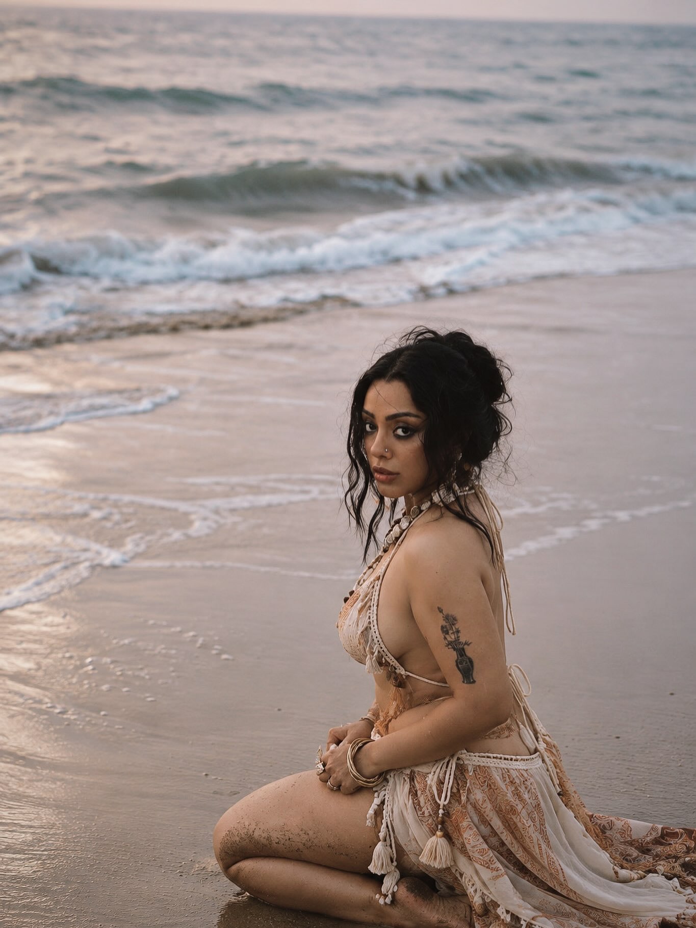 Deviyani Sharma Looks Radiant in Crochet Beachwear and Shell Jewellery