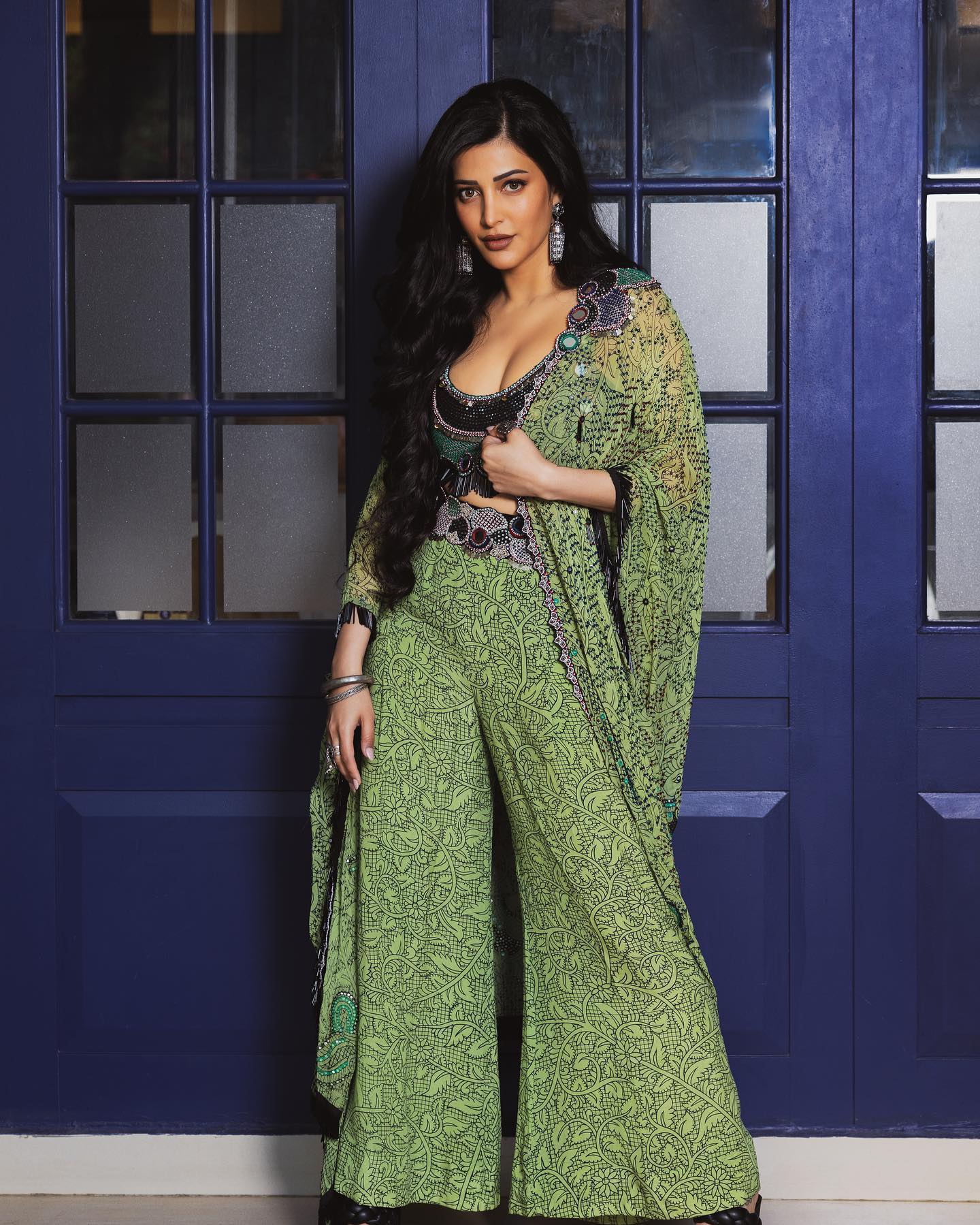 Shruti Haasan Rocks Boho-Gothic Fashion in a Bold Paisley Outfit