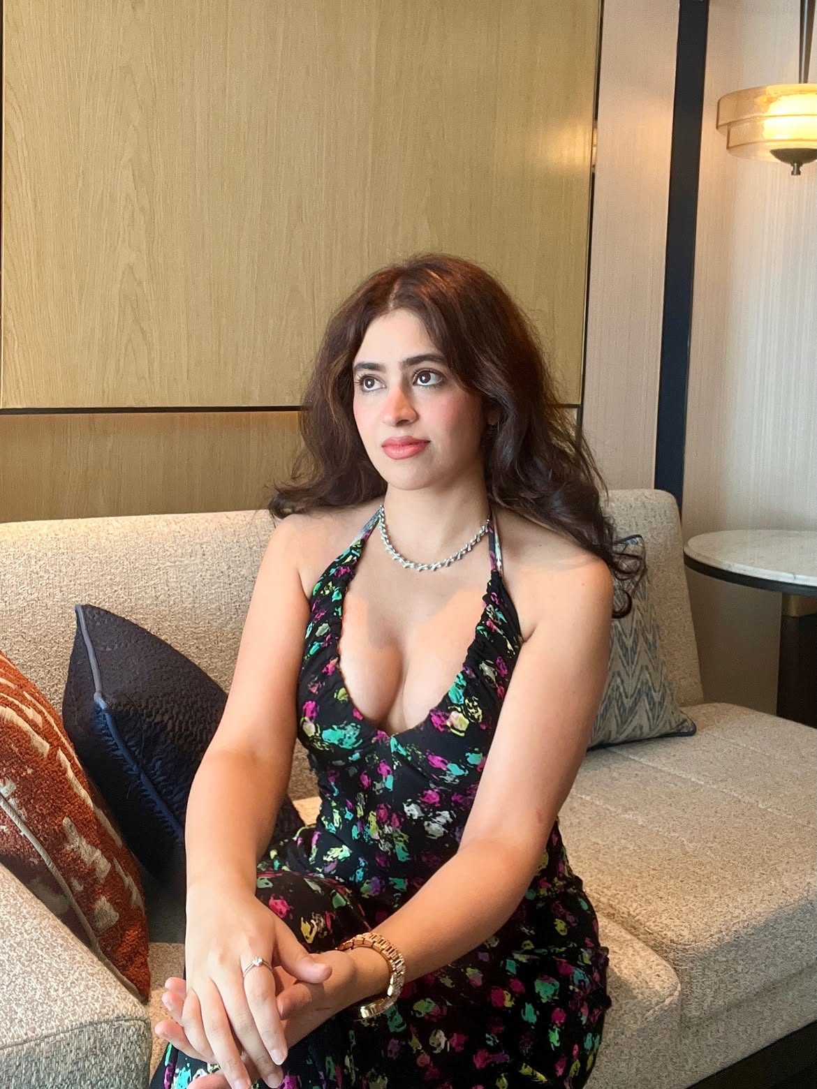 Shobhitta Rana Stuns in a Chic Black Floral Dress